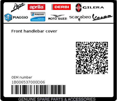 Product image: Vespa - 1B006537000D06 - Front handlebar cover  0