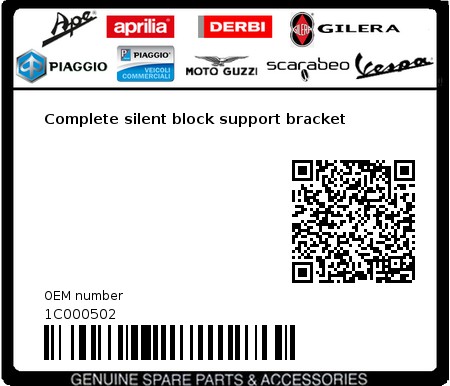 Product image: Vespa - 1C000502 - Complete silent block support bracket   0
