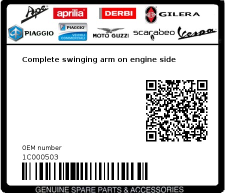Product image: Vespa - 1C000503 - Complete swinging arm on engine side   0