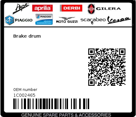 Product image: Vespa - 1C002465 - Brake drum  0