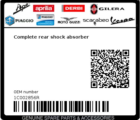Product image: Vespa - 1C002856R - Complete rear shock absorber  0