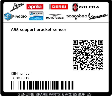 Product image: Vespa - 1C002989 - ABS support bracket sensor  0