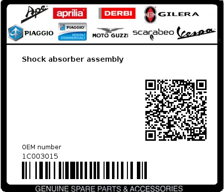 Product image: Vespa - 1C003015 - Shock absorber assembly  0