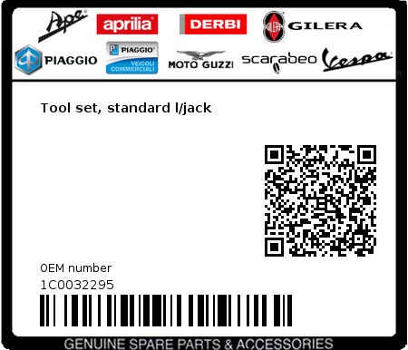 Product image: Vespa - 1C0032295 - Tool set, standard l/jack  0