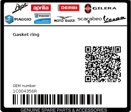 Product image: Vespa - 1C004356R - Gasket ring  0