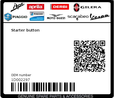 Product image: Vespa - 1D002297 - Starter button  0