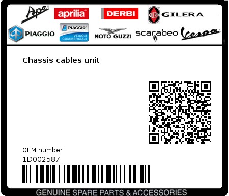 Product image: Vespa - 1D002587 - Chassis cables unit  0
