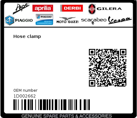 Product image: Vespa - 1D002662 - Hose clamp  0
