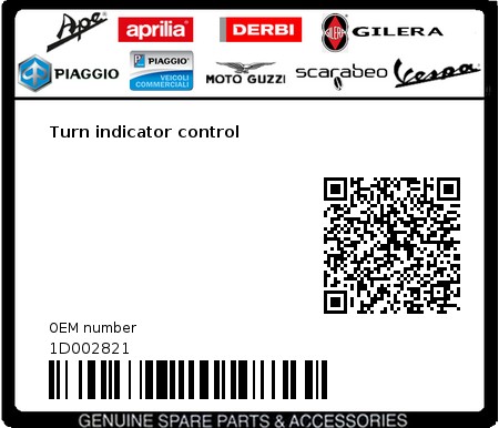 Product image: Vespa - 1D002821 - Turn indicator control  0