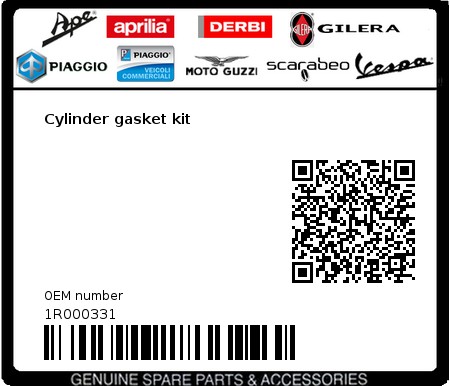 Product image: Vespa - 1R000331 - Cylinder gasket kit  0