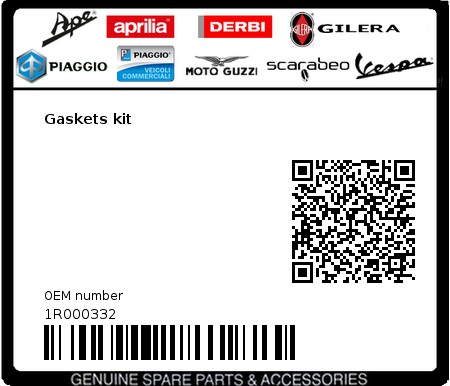 Product image: Vespa - 1R000332 - Gaskets kit  0