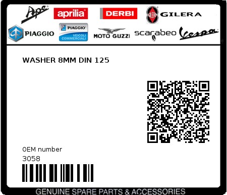 Product image: Vespa - 3058 - WASHER 8MM DIN 125  0