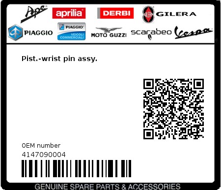 Product image: Vespa - 4147090004 - Pist.-wrist pin assy.   0