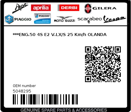 Product image: Vespa - 5048295 - ***ENG.50 4S E2 V.LX/S 25 Km/h OLANDA   0
