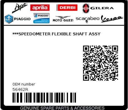 Product image: Vespa - 56462R - ***SPEEDOMETER FLEXIBLE SHAFT ASSY   0