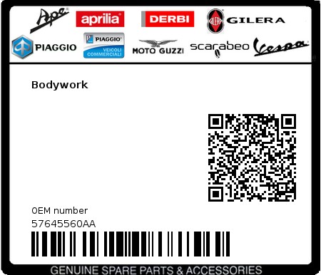 Product image: Vespa - 57645560AA - Bodywork   0