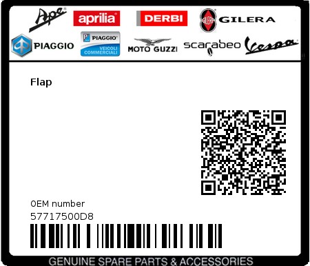 Product image: Vespa - 57717500D8 - Flap   0