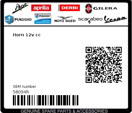 Product image: Vespa - 58094R - Horn 12v cc   0