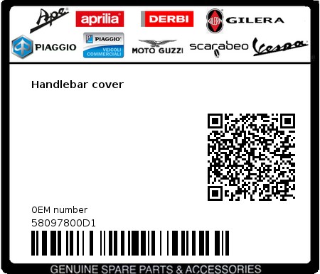 Product image: Vespa - 58097800D1 - Handlebar cover   0