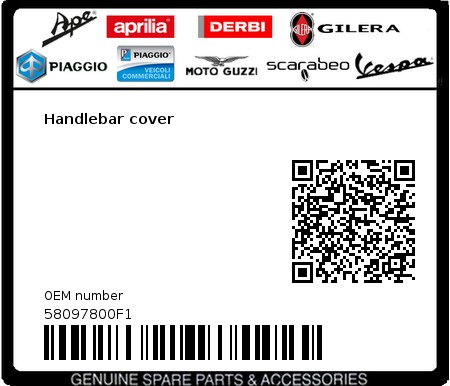 Product image: Vespa - 58097800F1 - Handlebar cover   0