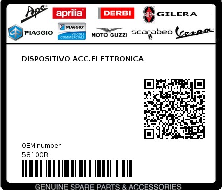 Product image: Vespa - 58100R - DISPOSITIVO ACC.ELETTRONICA  0