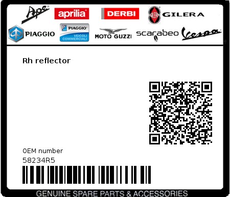 Product image: Vespa - 58234R5 - Rh reflector  0