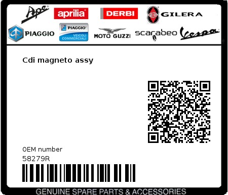 Product image: Vespa - 58279R - Cdi magneto assy  0