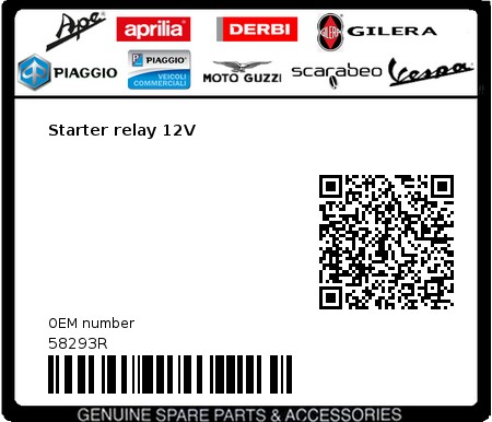 Product image: Vespa - 58293R - Starter relay 12V  0