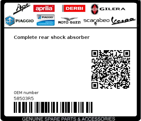 Product image: Vespa - 58503R5 - Complete rear shock absorber  0