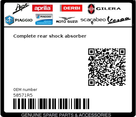 Product image: Vespa - 58571R5 - Complete rear shock absorber  0