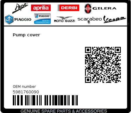 Product image: Vespa - 5981760090 - Pump cover   0