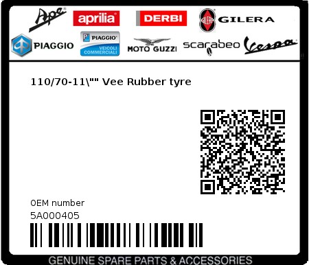 Product image: Vespa - 5A000405 - 110/70-11\"" Vee Rubber tyre  0