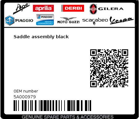 Product image: Vespa - 5A000979 - Saddle assembly black  0