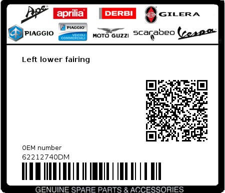 Product image: Vespa - 62212740DM - Left lower fairing   0