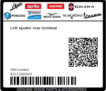 Product image: Vespa - 62212900VO - Left spoiler rear terminal   0