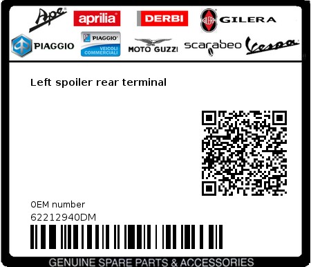 Product image: Vespa - 62212940DM - Left spoiler rear terminal   0