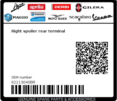 Product image: Vespa - 62213040BR - Right spoiler rear terminal   0