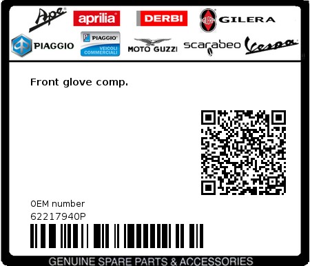 Product image: Vespa - 62217940P - Front glove comp.   0