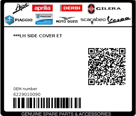Product image: Vespa - 6229010090 - ***LH SIDE COVER ET   0