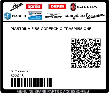 Product image: Vespa - 622948 - PIASTRINA FISS.COPERCHIO TRASMISSIONE   0