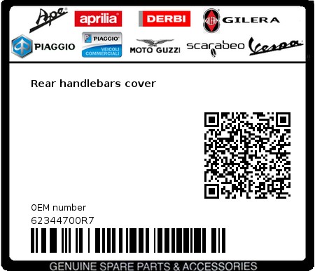 Product image: Vespa - 62344700R7 - Rear handlebars cover   0