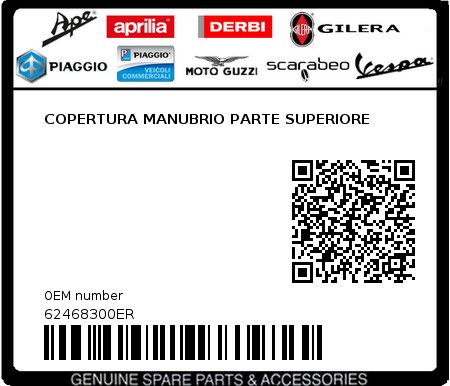 Product image: Vespa - 62468300ER - COPERTURA MANUBRIO PARTE SUPERIORE   0