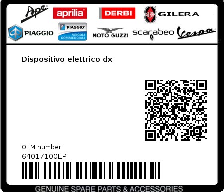 Product image: Vespa - 64017100EP - Dispositivo elettrico dx   0