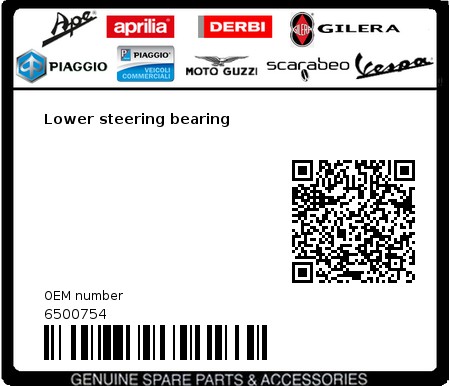 Product image: Vespa - 6500754 - Lower steering bearing   0