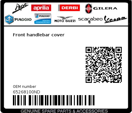 Product image: Vespa - 65268100ND - Front handlebar cover   0