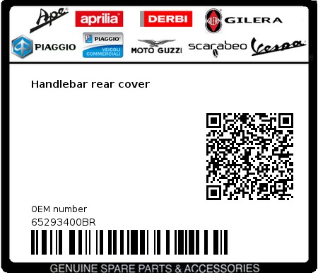Product image: Vespa - 65293400BR - Handlebar rear cover   0