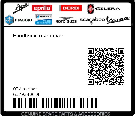 Product image: Vespa - 65293400DE - Handlebar rear cover   0