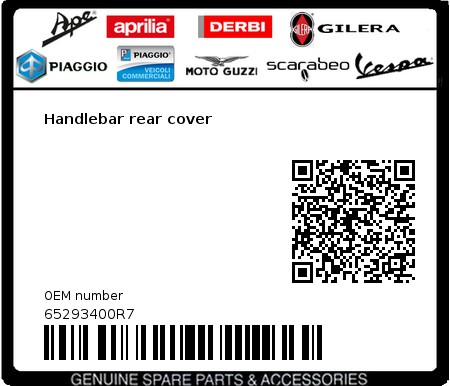 Product image: Vespa - 65293400R7 - Handlebar rear cover   0