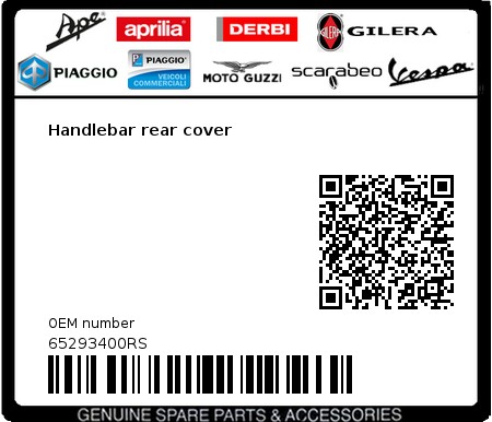Product image: Vespa - 65293400RS - Handlebar rear cover   0