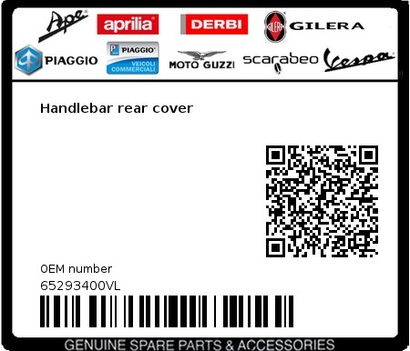 Product image: Vespa - 65293400VL - Handlebar rear cover   0